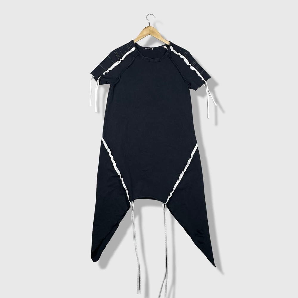 MDNT:45 Shark Hem T-Shirt Dress Womens S Black Avant Garde Goth Cyberpunk